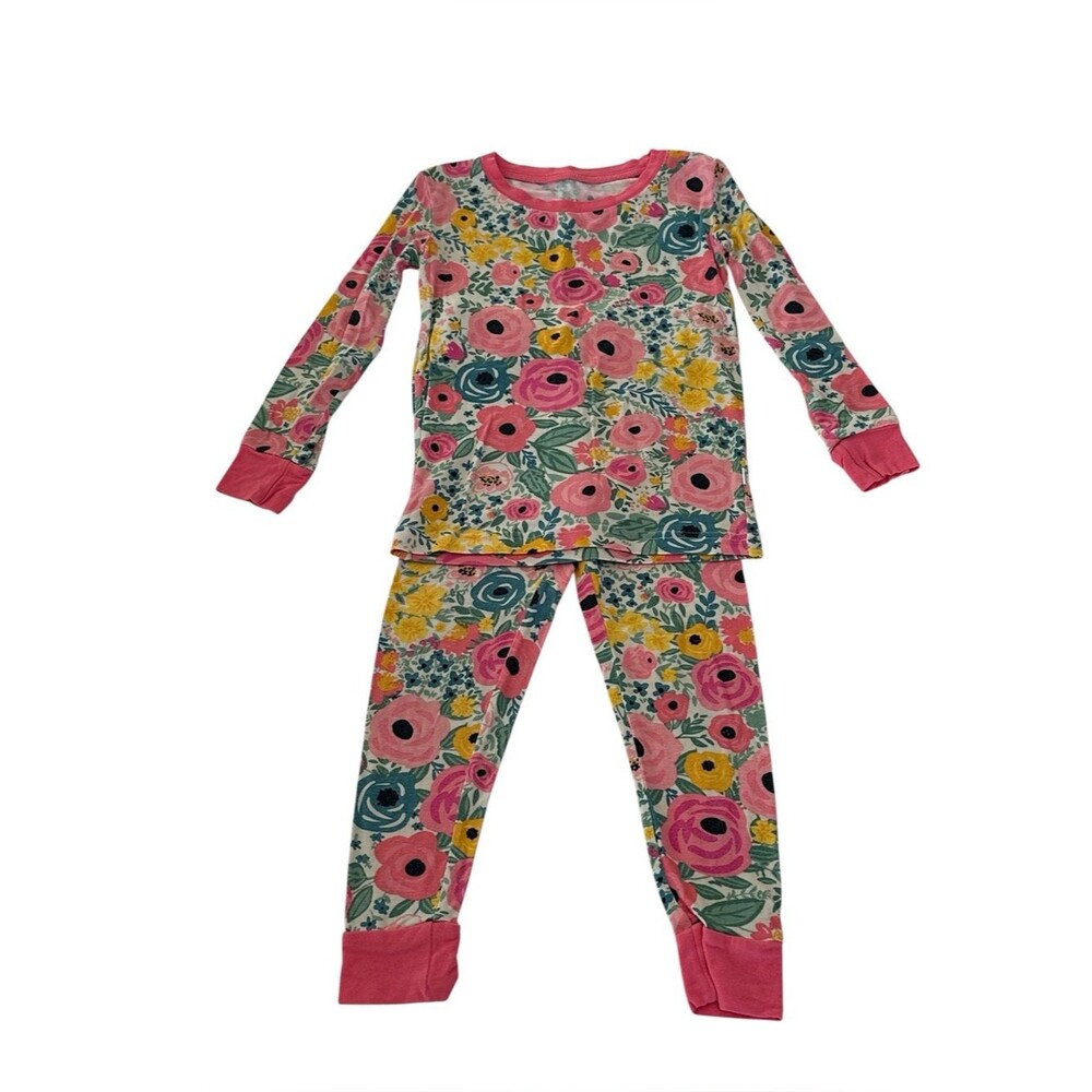 Little Sleepies Secret Garden Pajama Set Toddler Girl 2T Floral Long Sleeve Pant